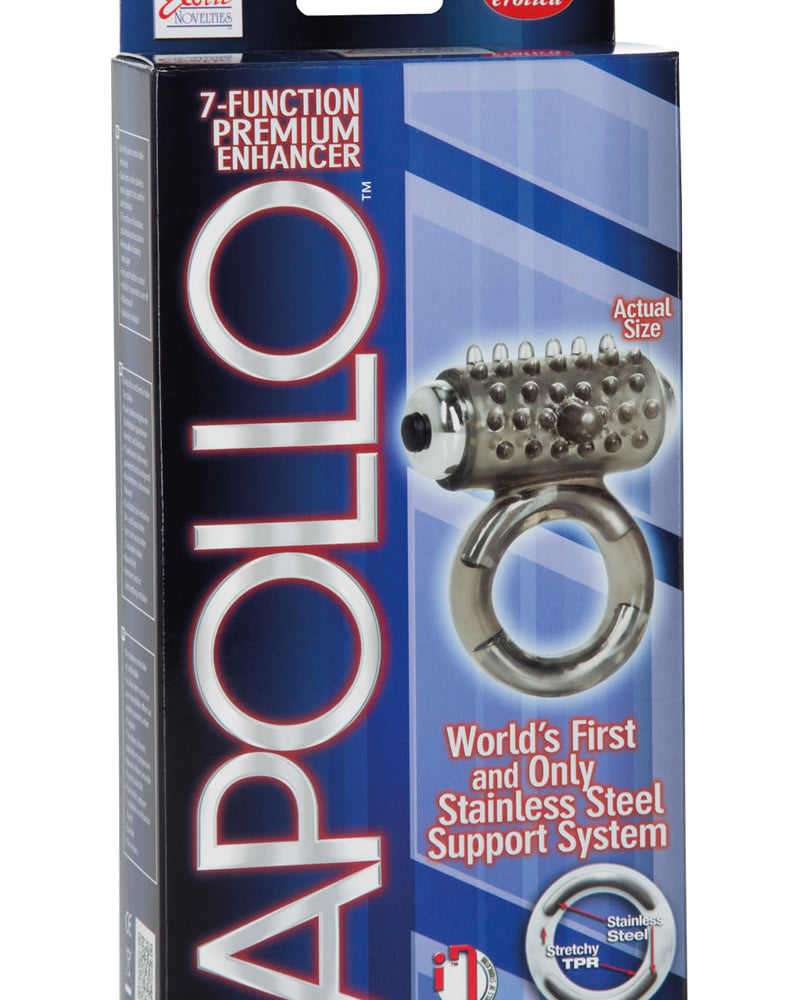 Apollo 7 Fuction Premium Enhancer Vibrating Cockring Smoke 1.5 Inch Diameter