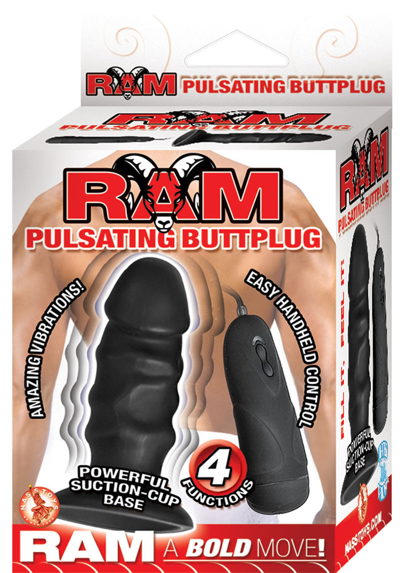 Tapón anal pulsante Ram resistente al agua, color negro, 4 pulgadas