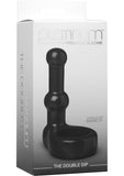 Platinum Premium Silicone Double Dip Cockring With Probe Black 4 Inch