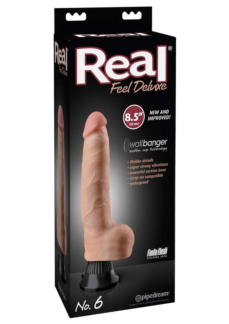 Real Feel Deluxe No 6 Wallbanger Vibrating Dildo Waterproof Flesh 8.5 Inch