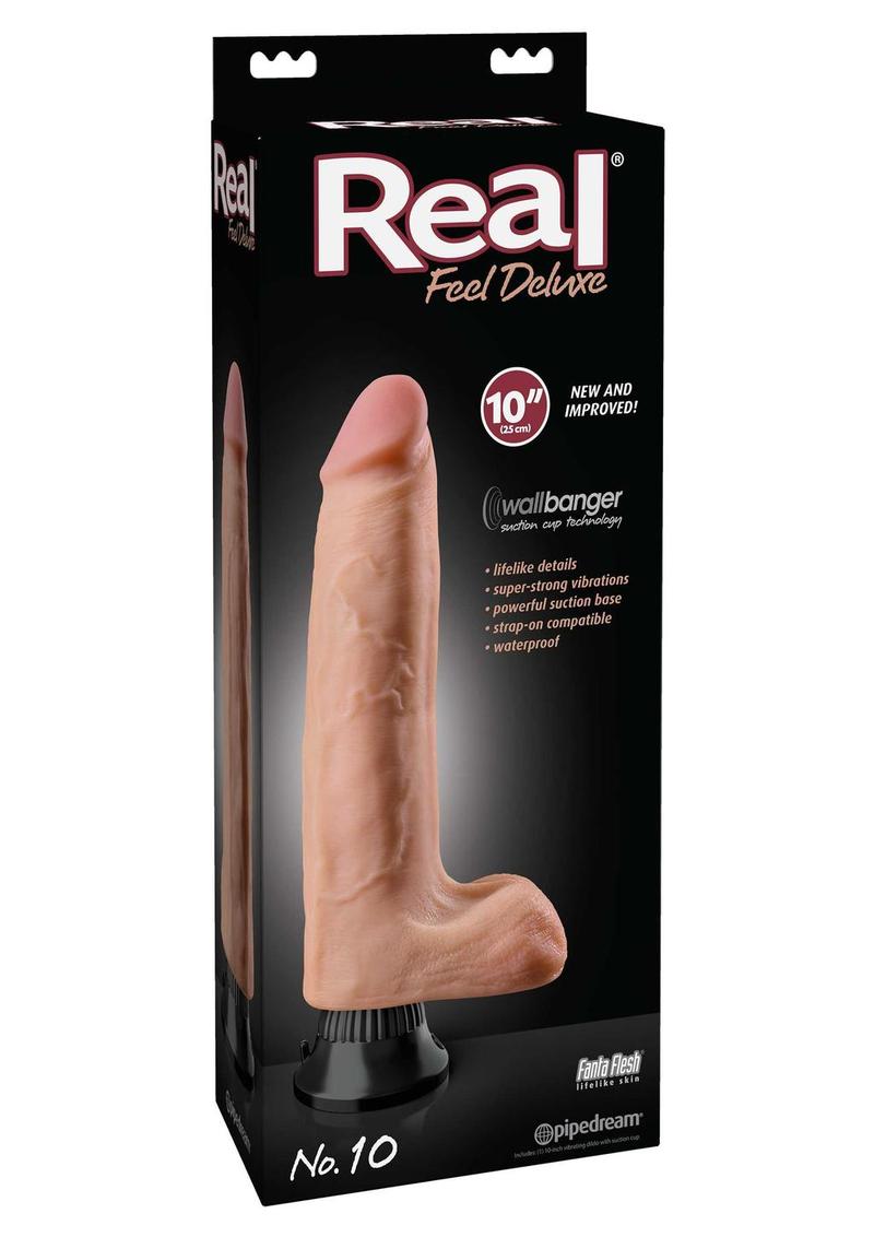 Real Feel Deluxe No 10 Wallbanger Vibrating Dildo Waterproof Flesh 10 Inch