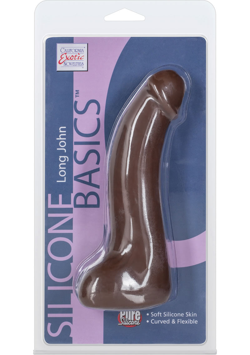 Silicone Basics Long John Silicone Dong Brown 6 Inch