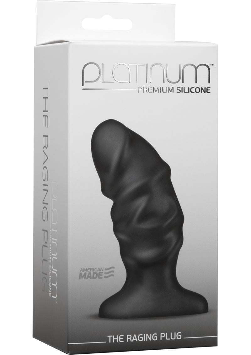 Tapón anal de silicona premium platino The Raging, color negro, 4,3 pulgadas