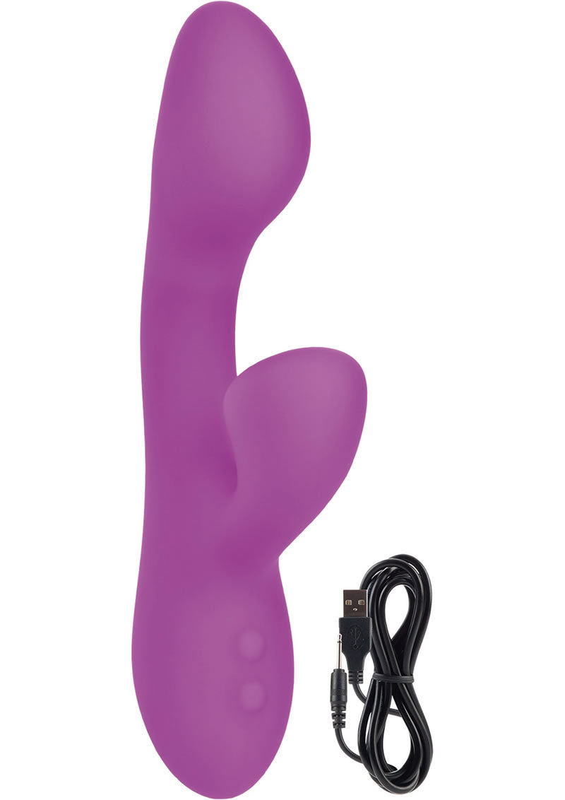 Vibrador dual de silicona Lust L17, resistente al agua, morado, 7,5 pulgadas