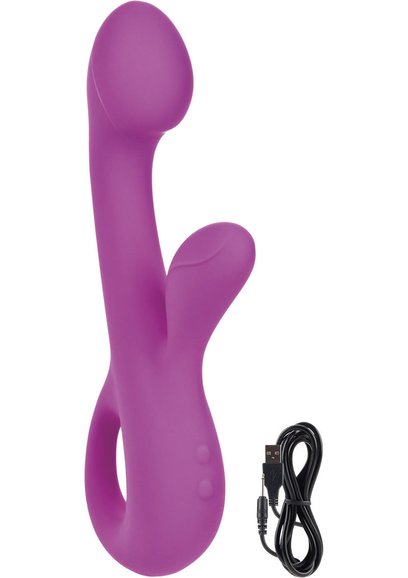 Vibrador dual de silicona Lust L18 resistente al agua morado de 7,75 pulgadas