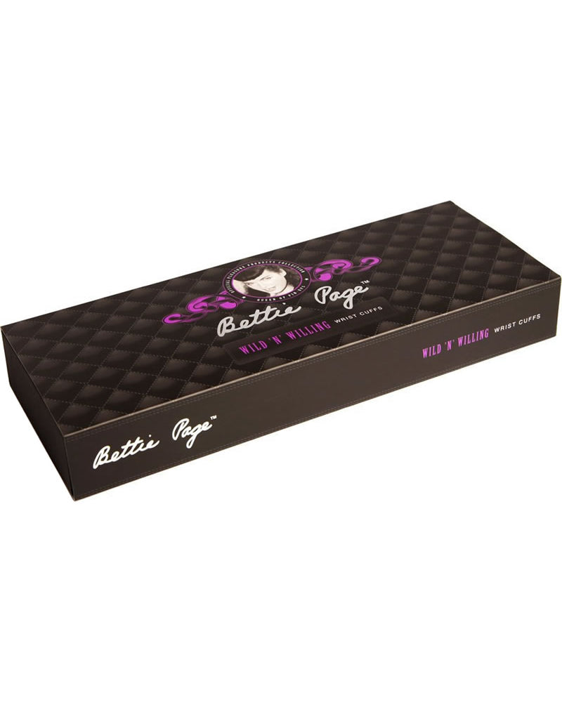 Esposas de piel sintética negras Bettie Page Wild N Willing