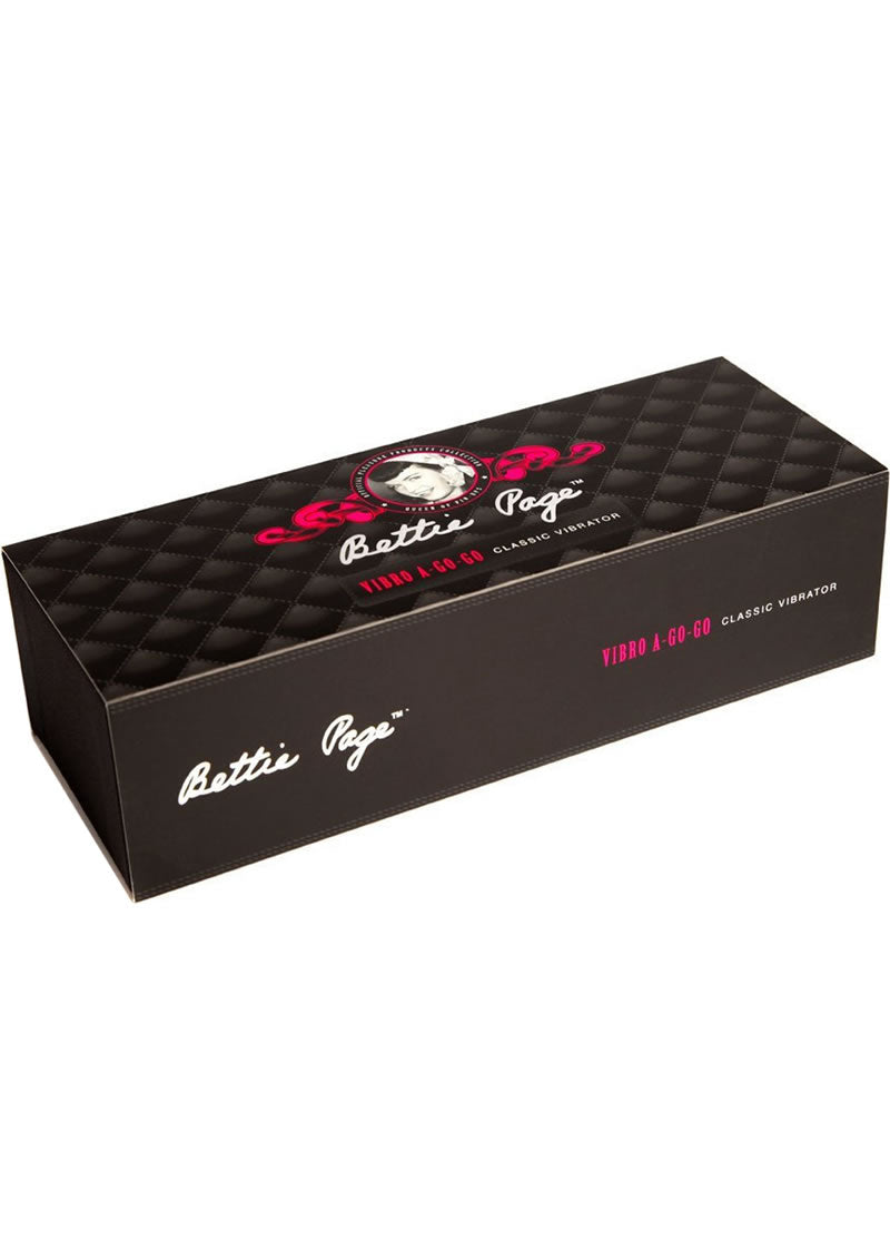 Bettie Page Vibro-A-Go-Go - Vibrador clásico de silicona negro de 8 pulgadas