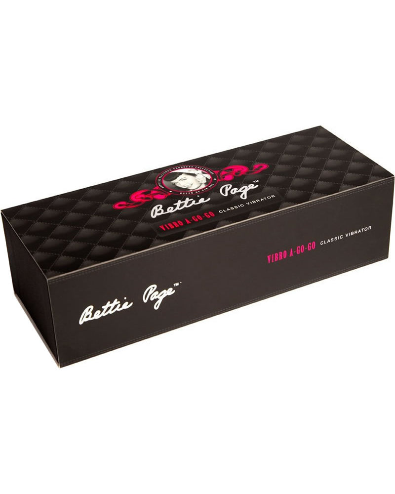 Bettie Page Vibro-A-Go-Go - Vibrador clásico de silicona negro de 8 pulgadas