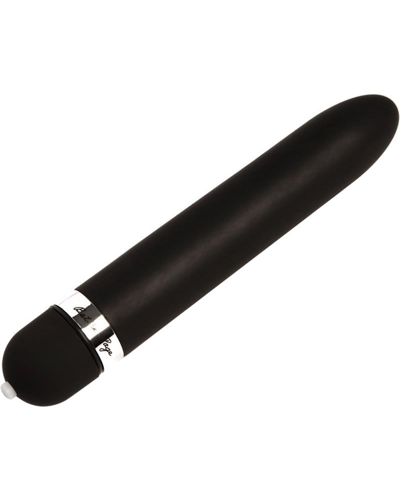 Bettie Page Vibro-A-Go-Go - Vibrador clásico de silicona negro de 8 pulgadas