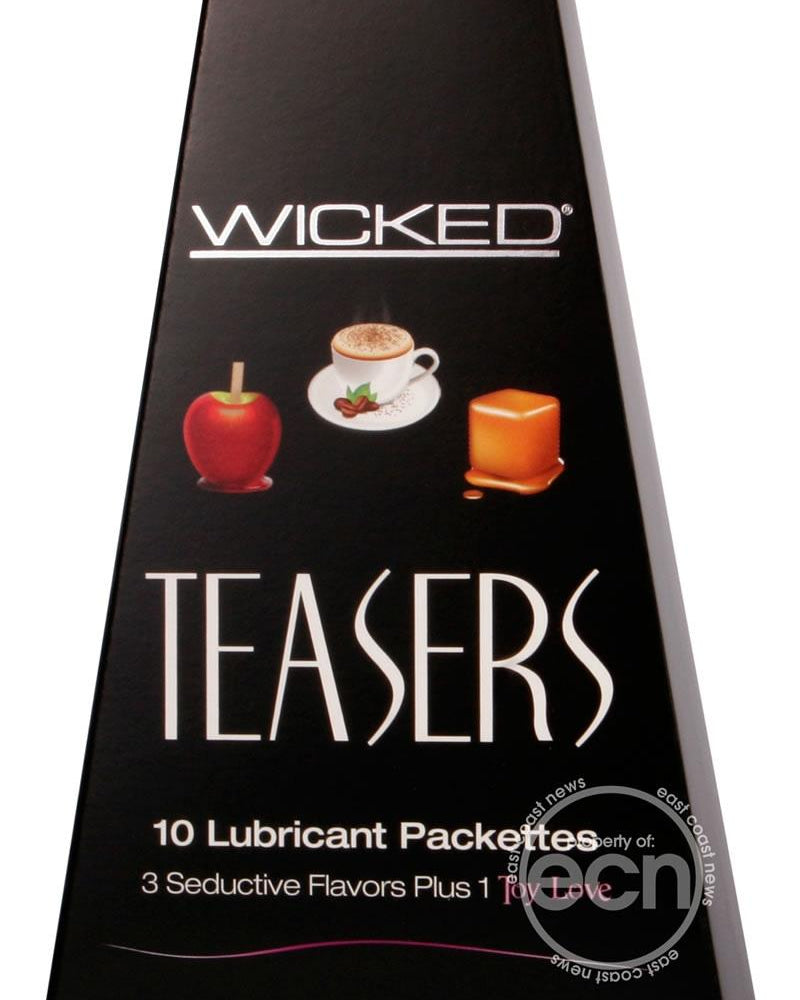 Lubricante Wicked Teasers en expositor, 12 paquetes por expositor, sabores variados