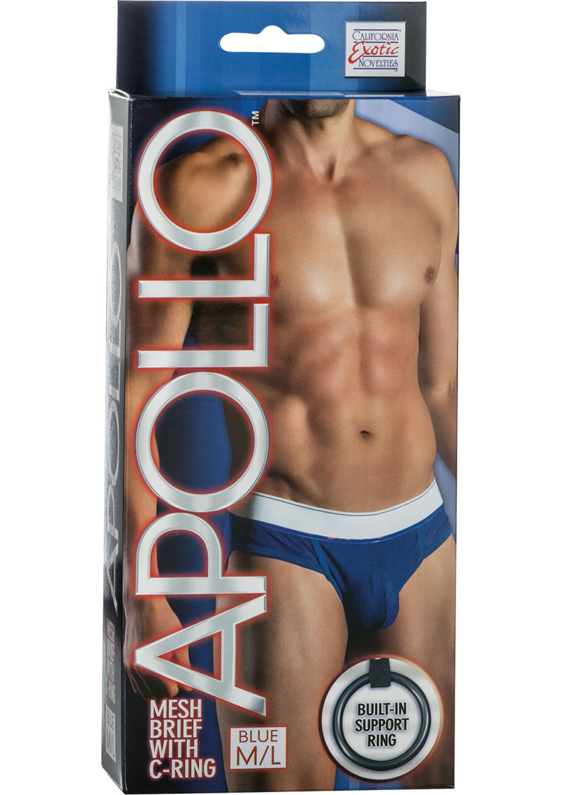 Calzoncillos tipo bóxer Apollo de malla con anilla en C, color azul, talla mediana/grande
