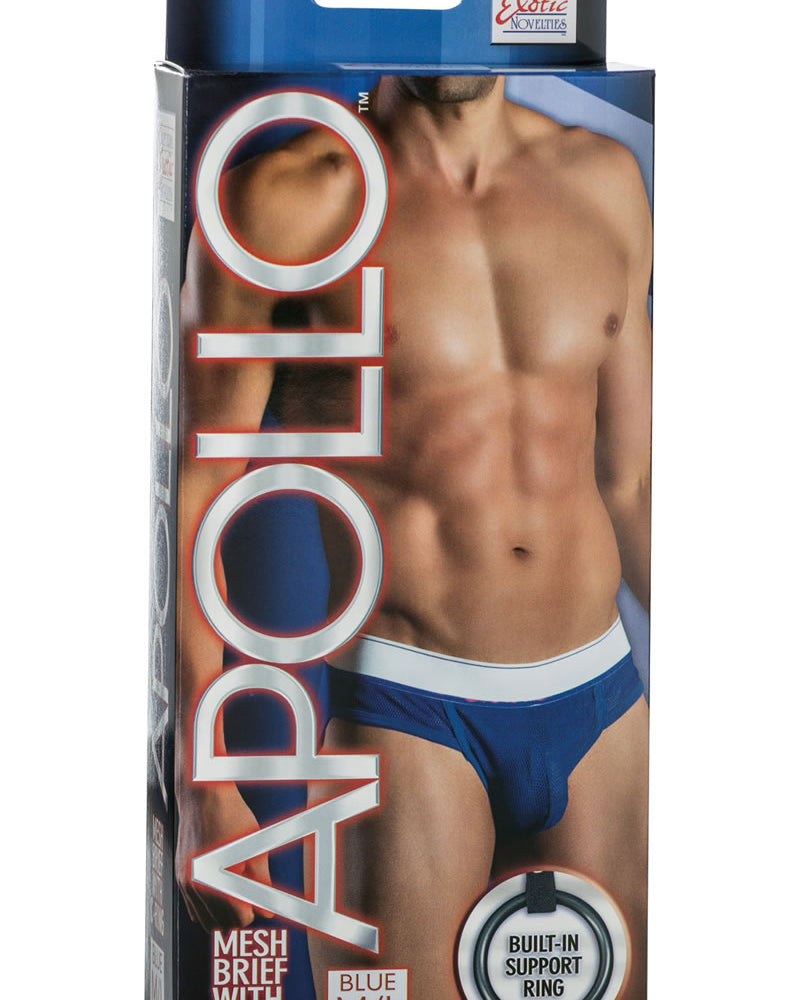 Calzoncillos tipo bóxer Apollo de malla con anilla en C, color azul, talla mediana/grande