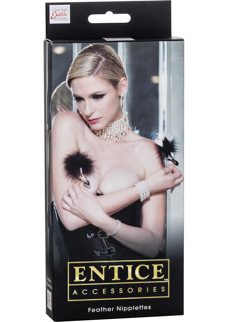 Entice Accessories Feather Nipplettes Nipple Clamps Black