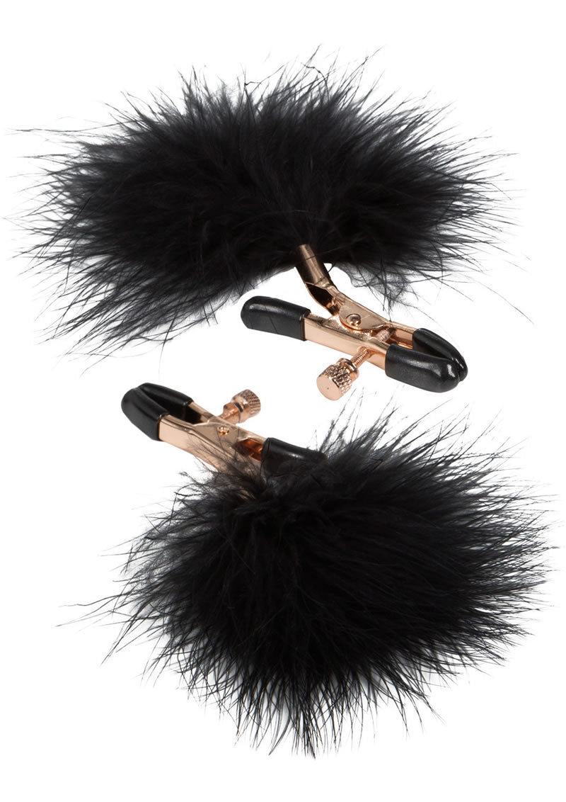 Pinzas para pezones Entice Accessories Feather Nipplettes, color negro