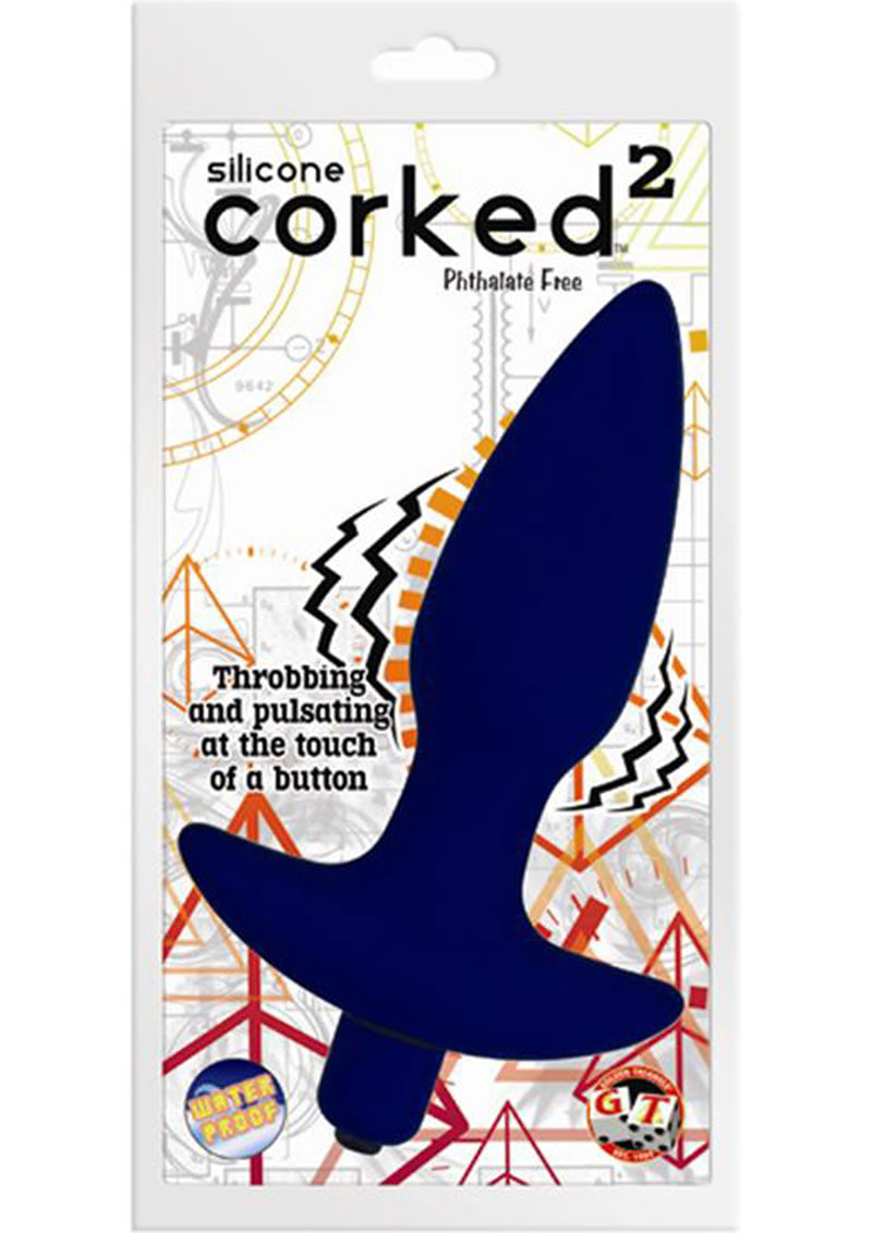 Tapón anal de silicona Corked 02 resistente al agua, color azul, tamaño mediano