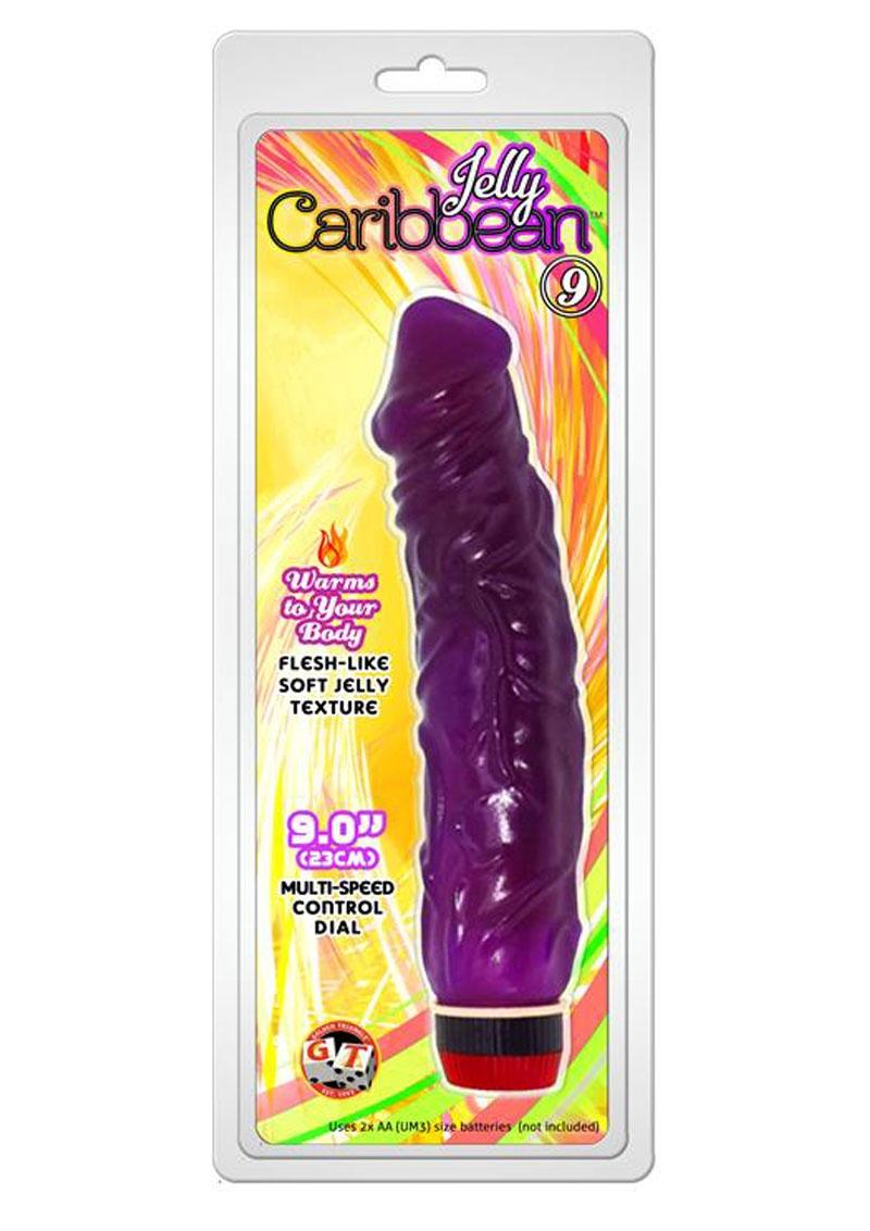 Jelly Caribbean Number 9 Realistic Vibrator Waterproof Purple 9 Inch