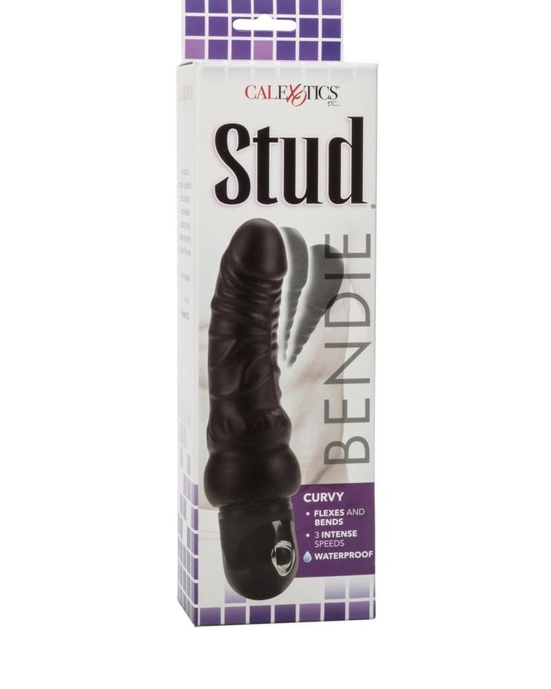 Bendie Power Stud Curvy Realistic Vibrator Waterproof Black 6.75 Inch