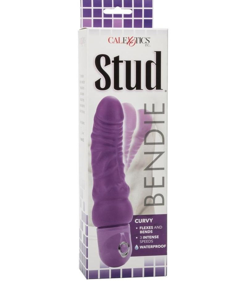 Bendie Power Stud Curvy Realistic Vibrator Waterproof Purple 6.75 Inch
