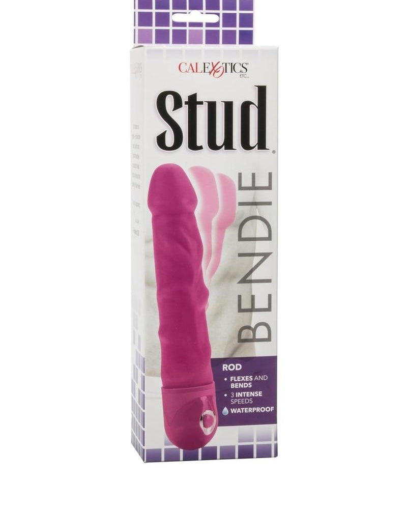 Vibrador realista Bendie Power Stud Rod, color rosa, resistente al agua, 7 pulgadas