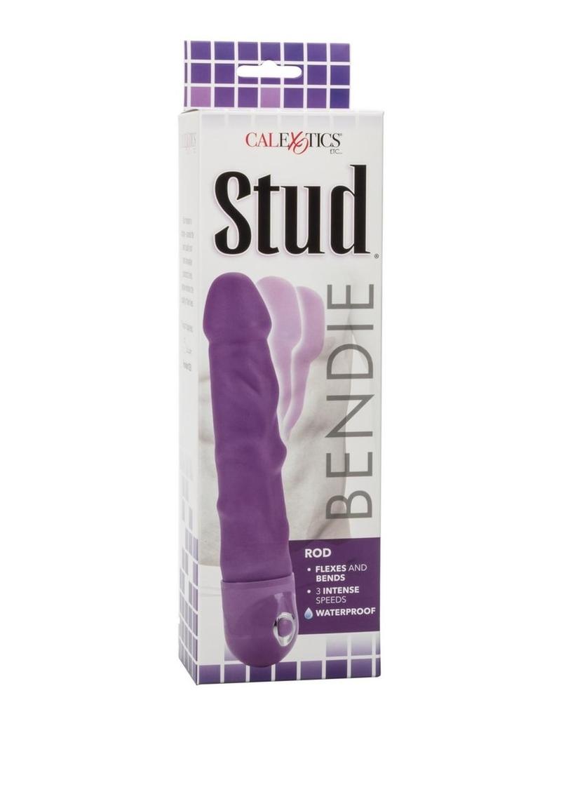 Vibrador realista Bendie Power Stud Rod morado resistente al agua de 7 pulgadas