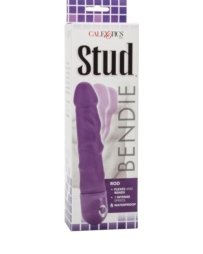 Vibrador realista Bendie Power Stud Rod morado resistente al agua de 7 pulgadas