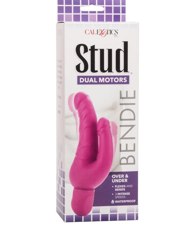Bendie Power Stud Over and Under Double Dildo Waterproof Pink