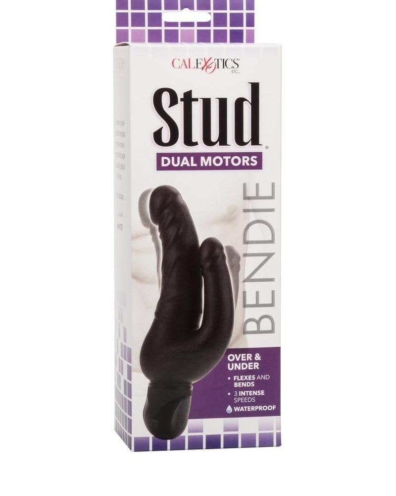 Bendie Power Stud Over and Under Double Dildo Waterproof Black