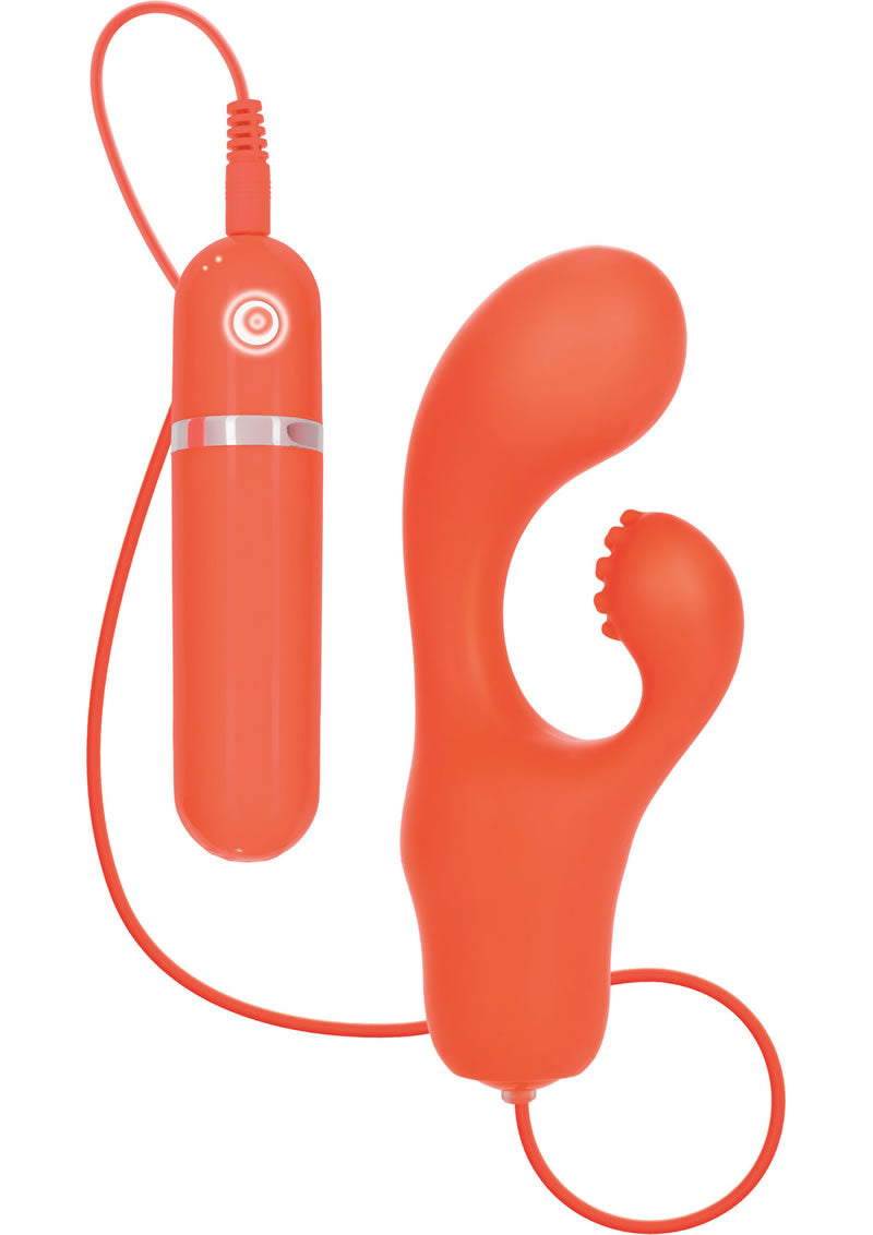 Vibrador con control remoto y cable de silicona Gyration Sensations de 10 funciones, color naranja, 3,5 pulgadas