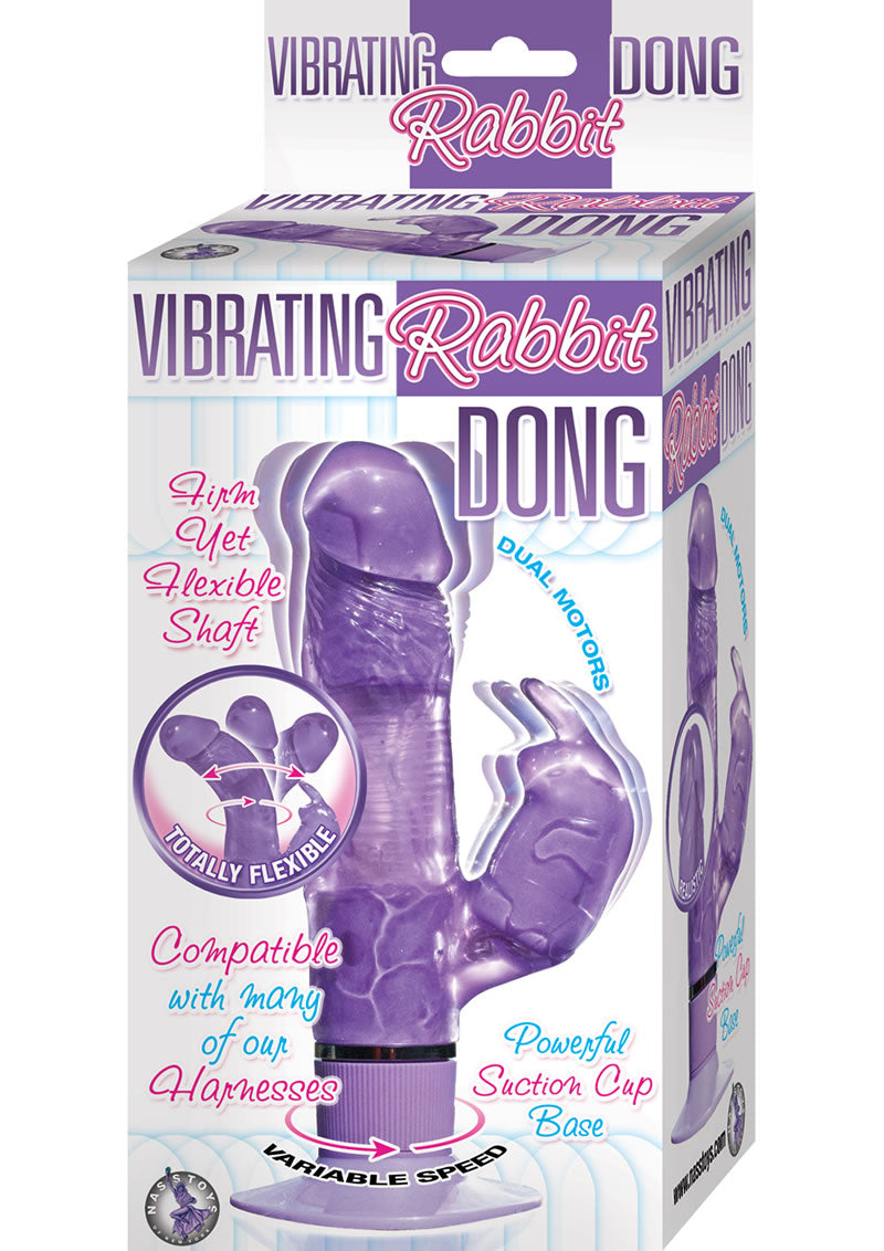 Vibrador de conejo Dong Jelly impermeable morado de 8 pulgadas