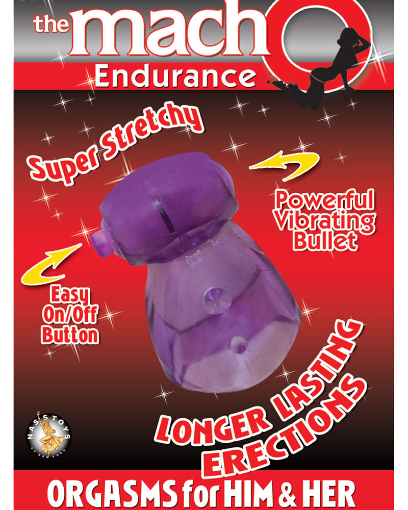 Estimulador de clítoris y testículos vibrador resistente al agua de color morado Macho Endurance