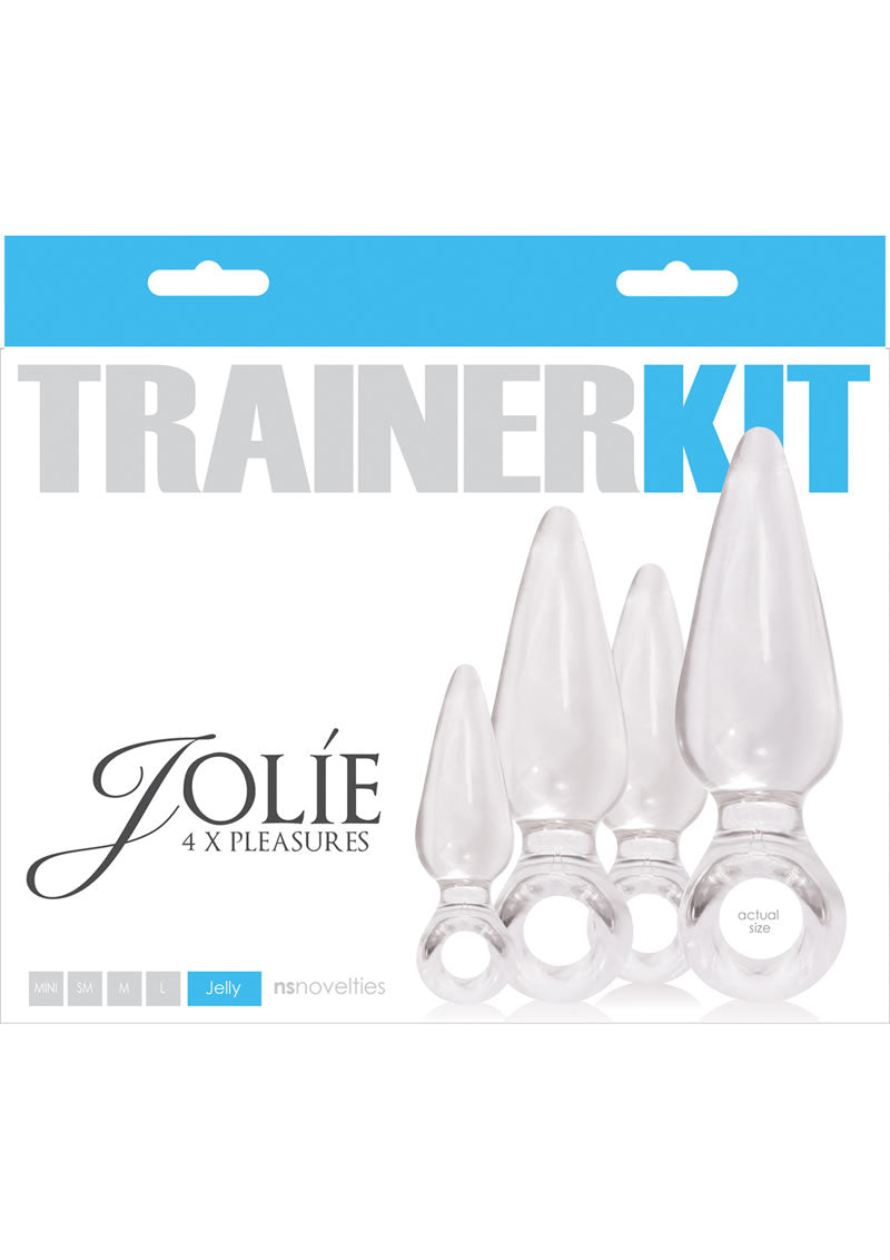 Kit de entrenamiento Jolie Pleasures con tapones anales de gelatina transparentes, 4 unidades por kit