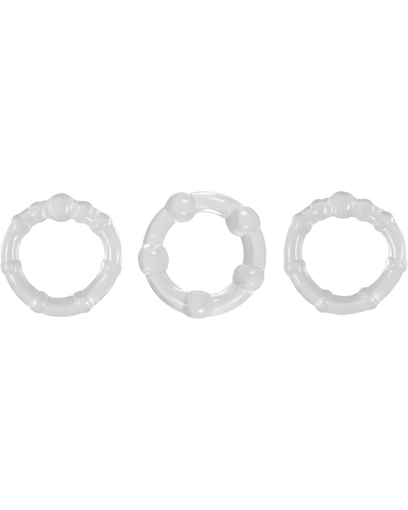 Anillos para el pene Renegade Intensity Rings transparentes, 3 unidades por paquete