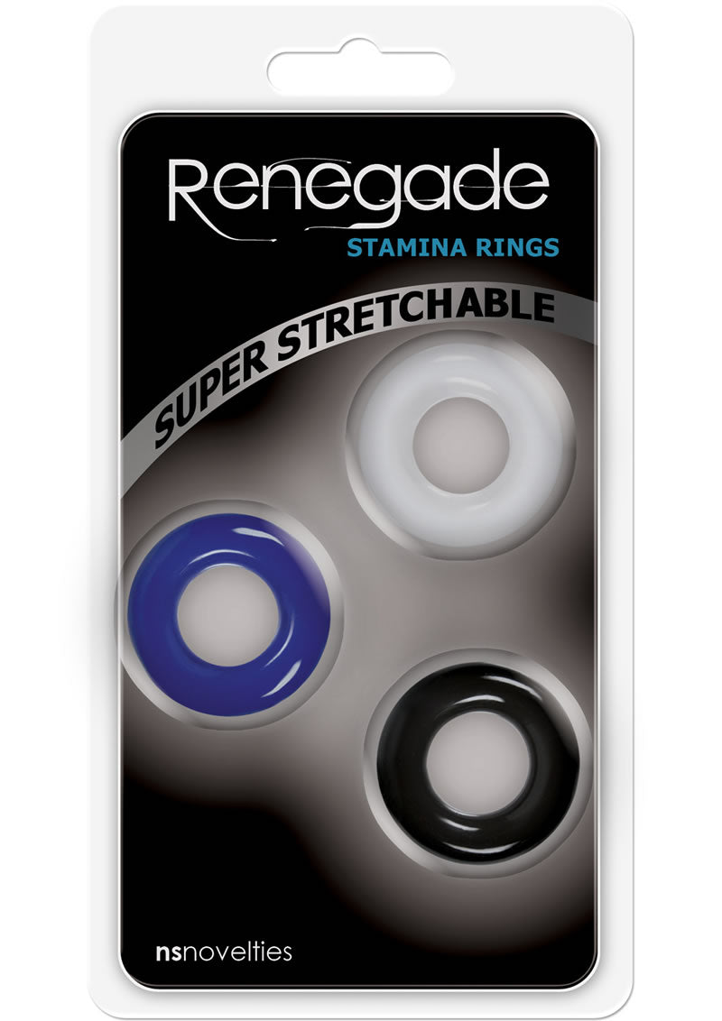 Renegade Stamina Cock Rings Assorted Colors 3 Each Per Pack