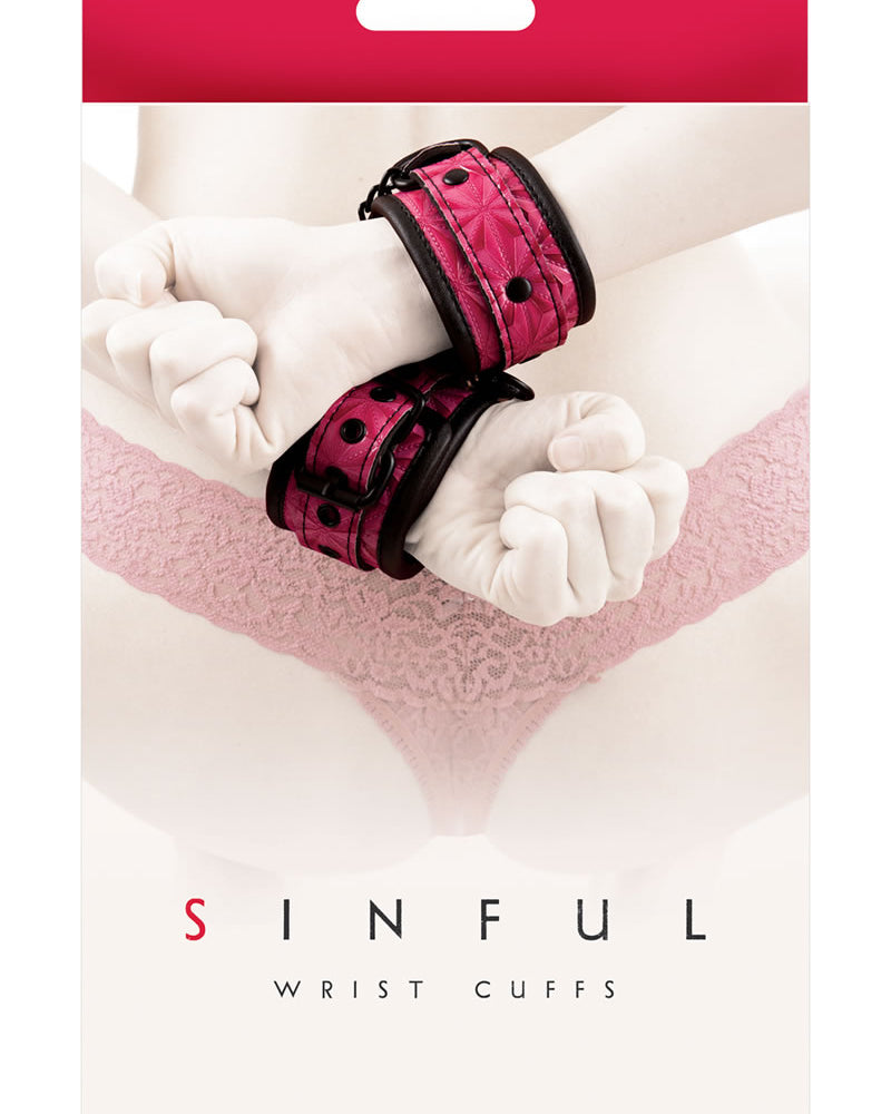 Sinful Vinyl Wrist Cuffs Pink