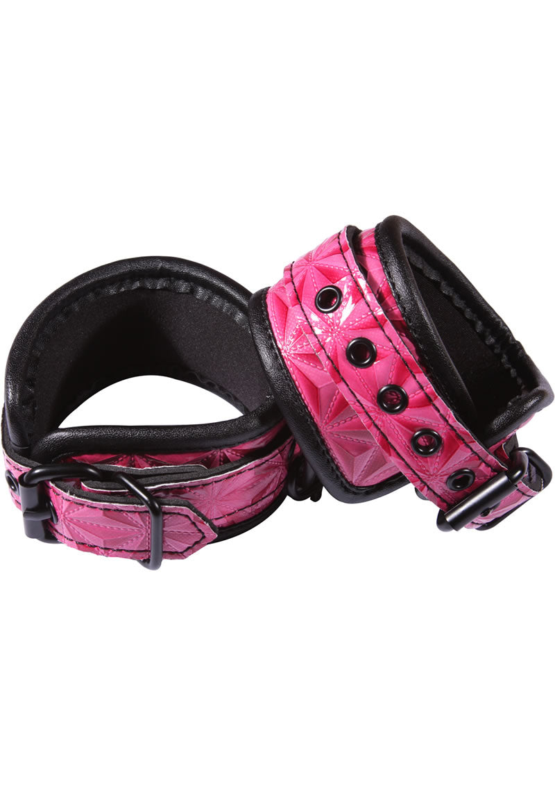 Sinful Vinyl Wrist Cuffs Pink