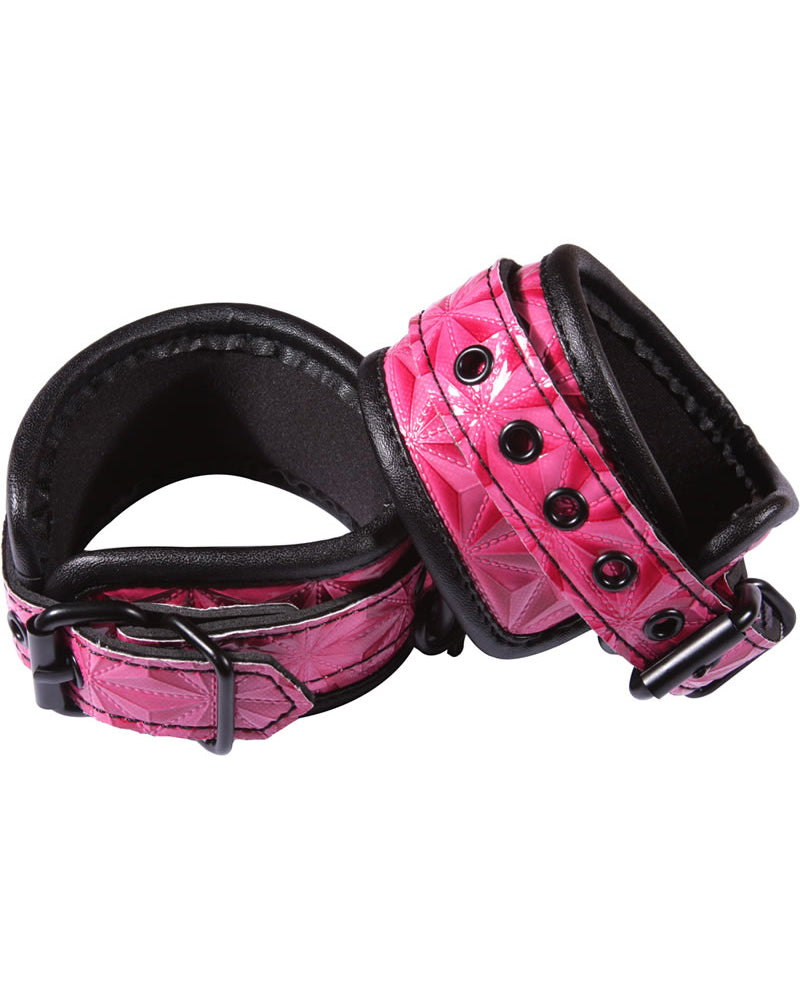 Sinful Vinyl Wrist Cuffs Pink