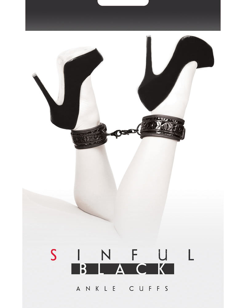 Esposas de tobillo de vinilo negras Sinful