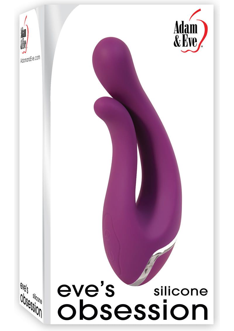 Adán y Eva - Vibrador doble de silicona resistente al agua Eve`s Obsession - Púrpura