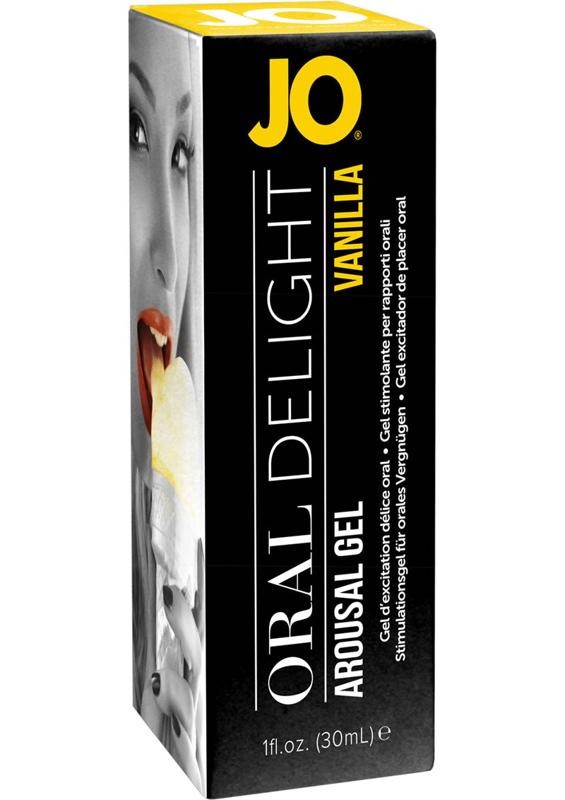 Gel estimulante con sabor a vainilla Jo Oral Delight, 1 onza