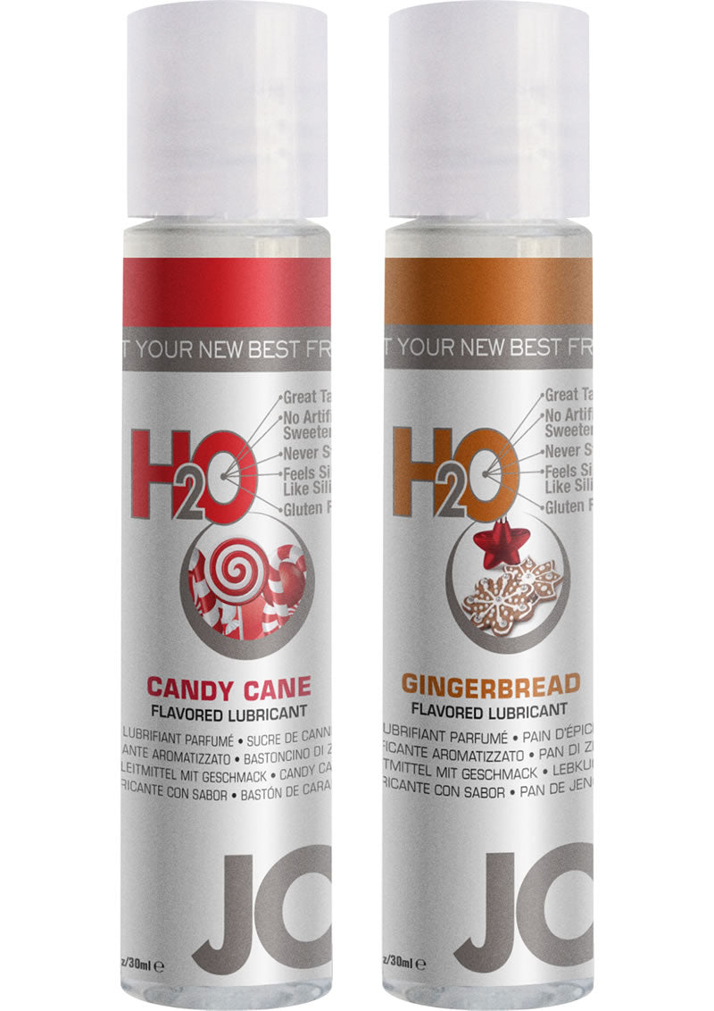 Jo Naughty Or Nice Flavored Waterbased Lube Gift Set Candy Cane And Gingerbread 1 Ounce Each 2 Set