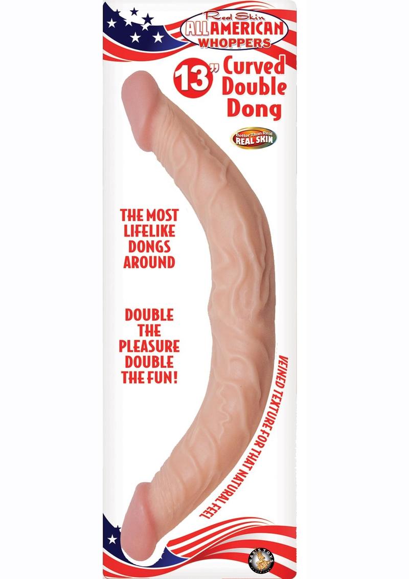 All American Whopper - Curved Double Dong Waterproof - Flesh