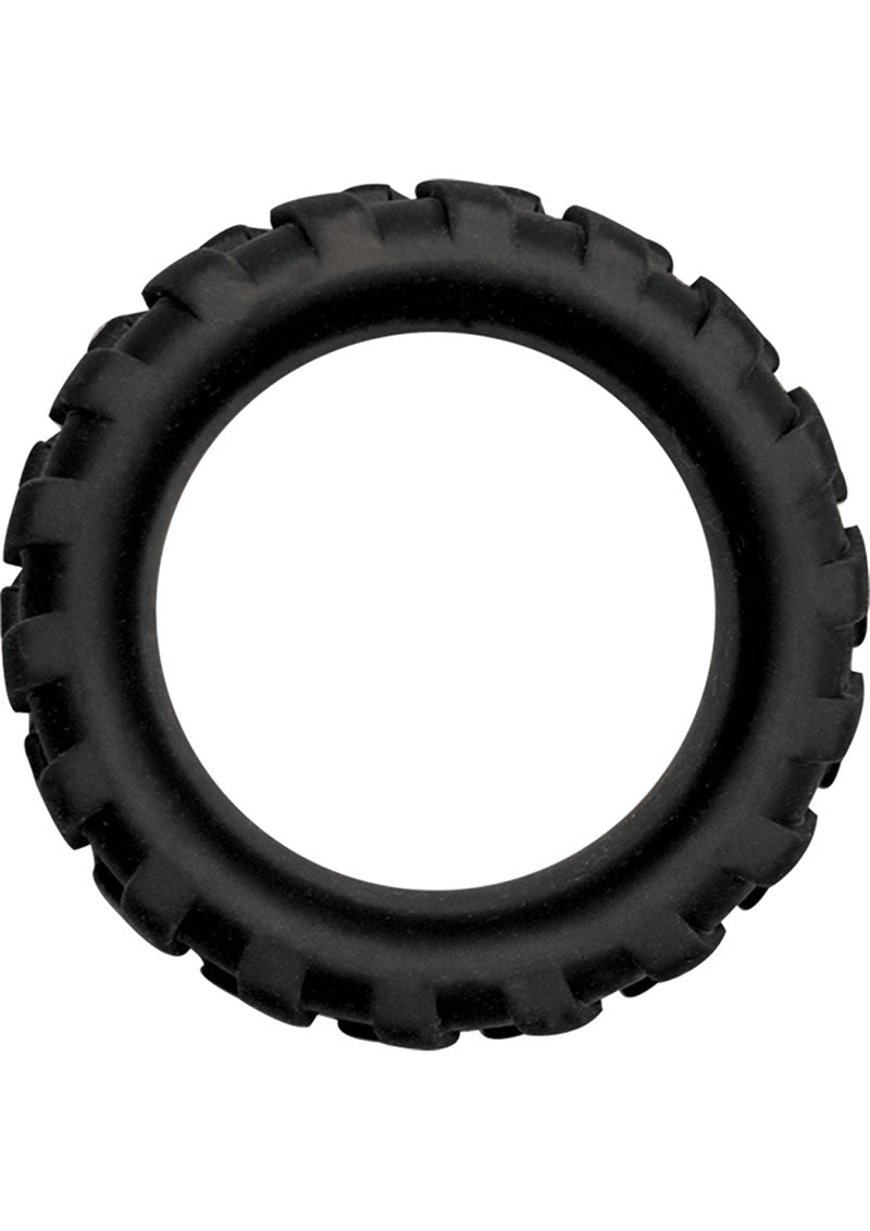 Anillo para el pene de silicona con forma de neumático grande Mack Tuff, resistente al agua, color negro, 1,45 pulgadas de diámetro