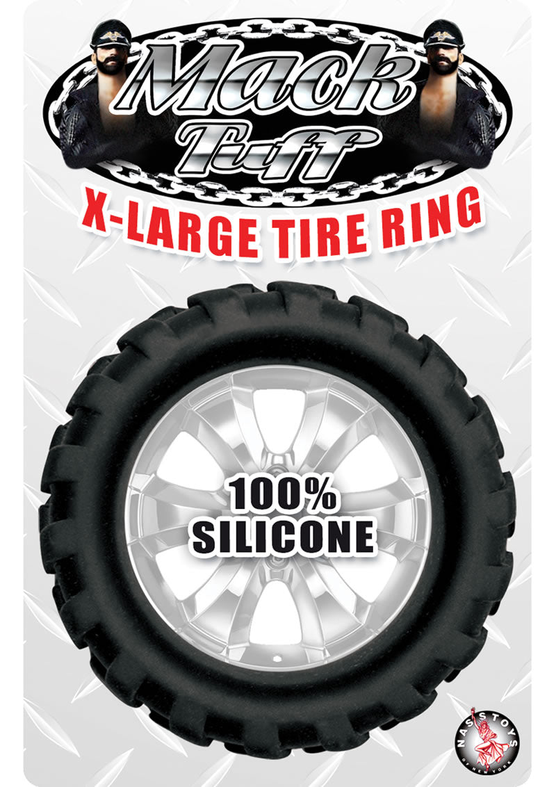 Mack Tuff X Large Tire Silicone Cock Ring Waterproof Black 1.65 Inch Diameter