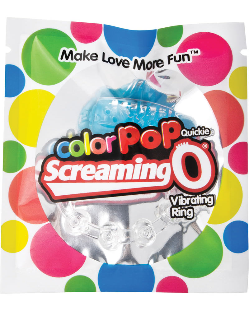 Anillo vibrador de silicona para el pene Screaming O de Color Pop Quickie, color azul
