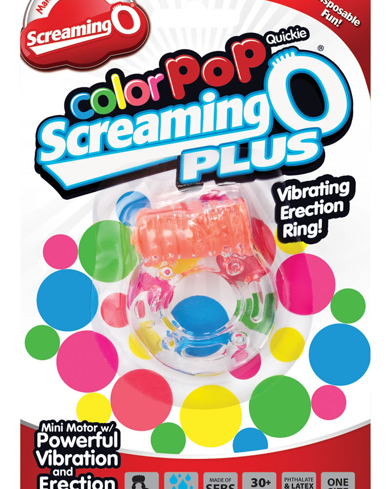 Anillo vibrador de silicona para el pene Screaming O Plus de Color Pop Quickie, color naranja