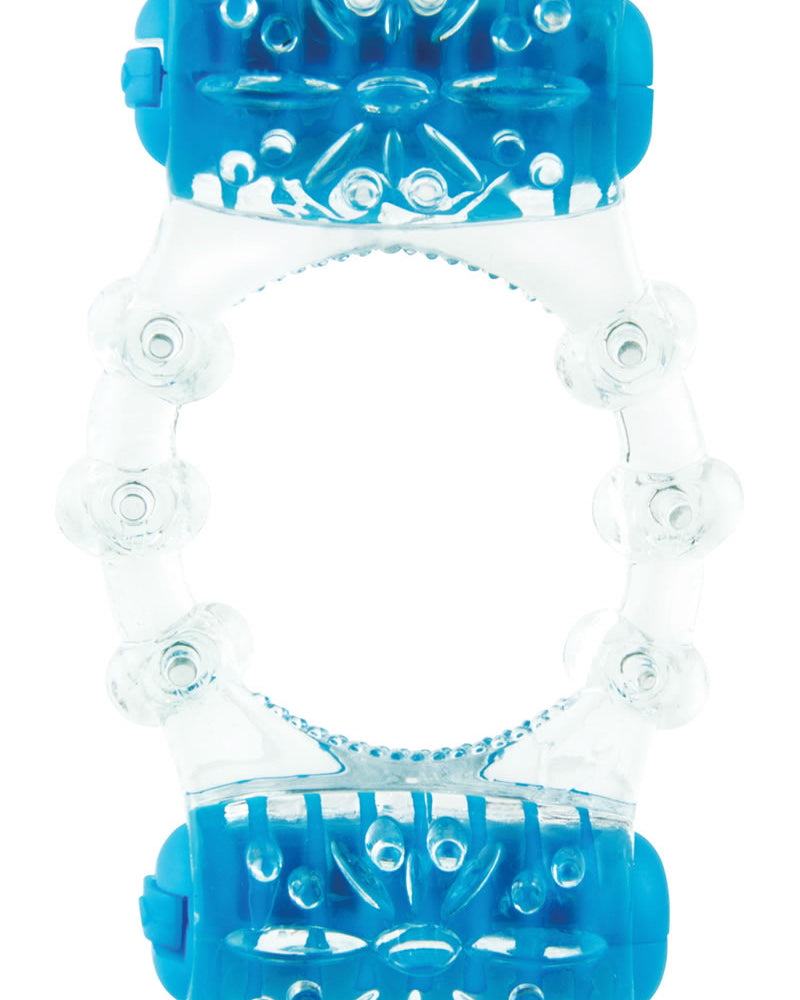 Anillo de silicona con doble vibración para el pene Color Pop Quickie Two O, color azul