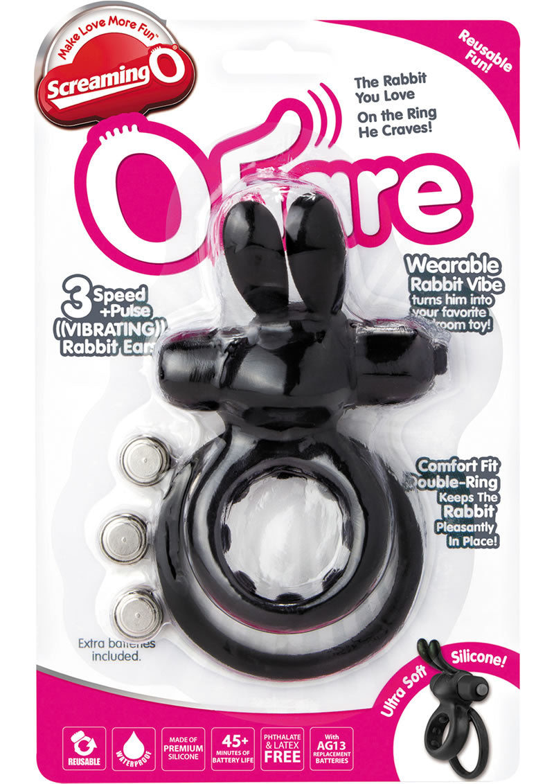 Anillo vibrador para el pene de silicona Screaming O Ohare, resistente al agua, color negro