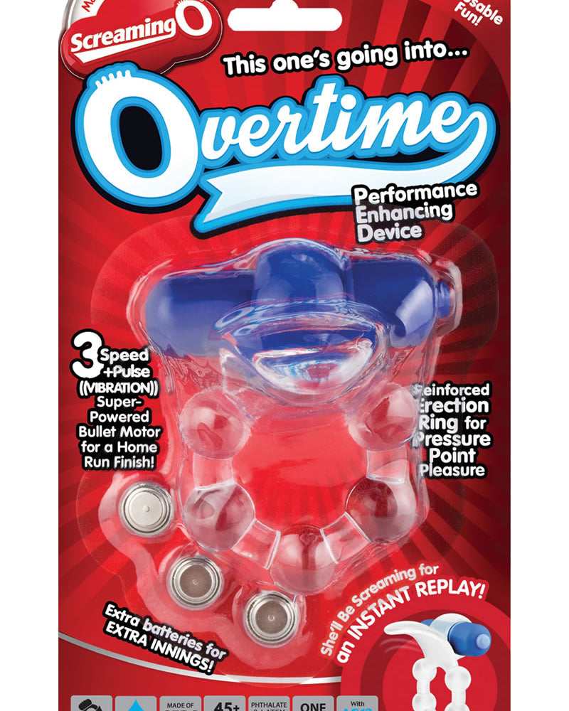Screaming O Overtime Silicone Vibrating Cockring Waterproof Blue