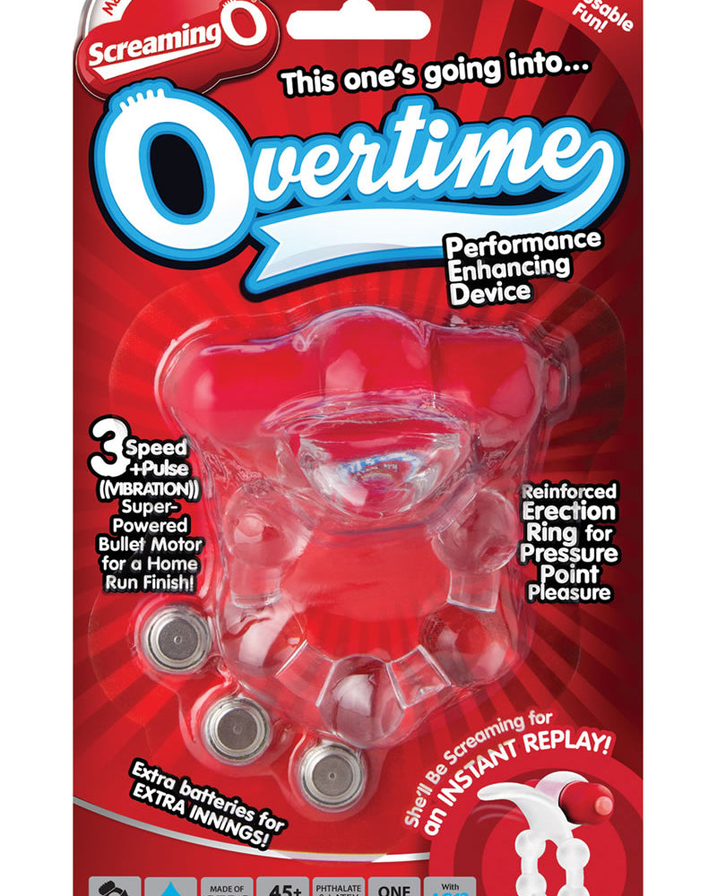 Screaming O Overtime Silicone Vibrating Cockring Waterproof Red