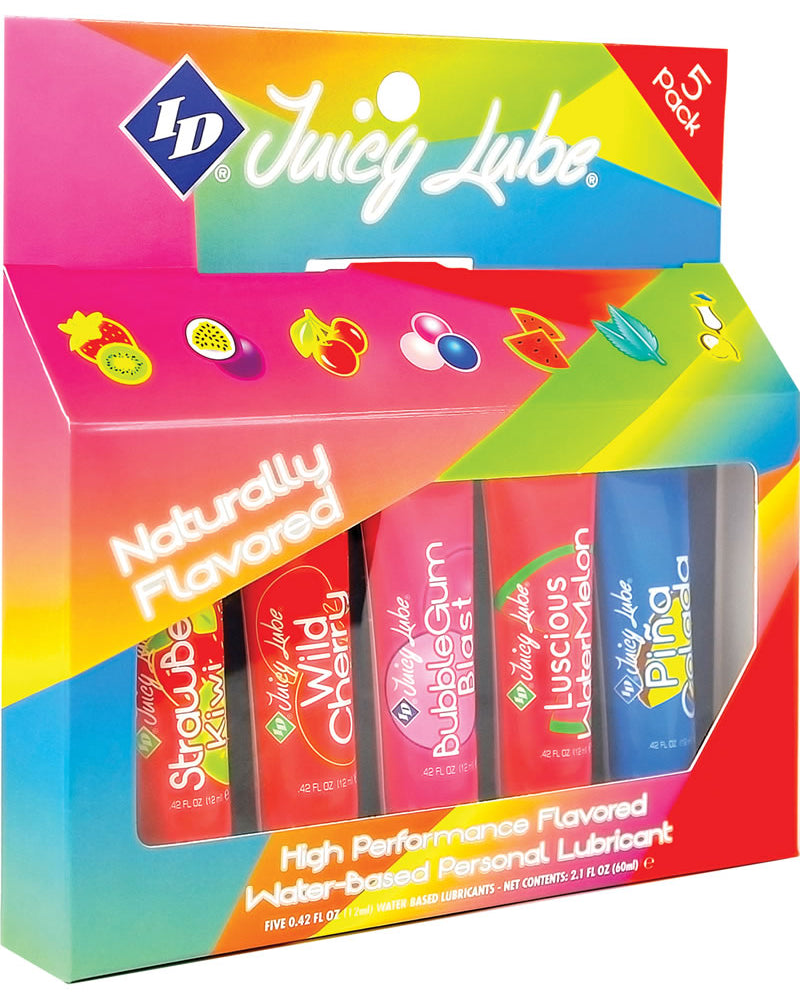 Juicy Lube Flavored Water Based Lubricant Assorted Flavors .42 Ounce Tubes 5 Each Per Pack
